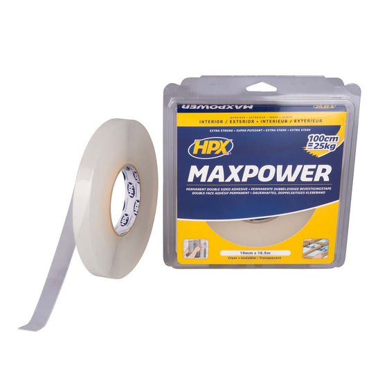Cinta doble cara Max Power transparente (19mm x 5m)